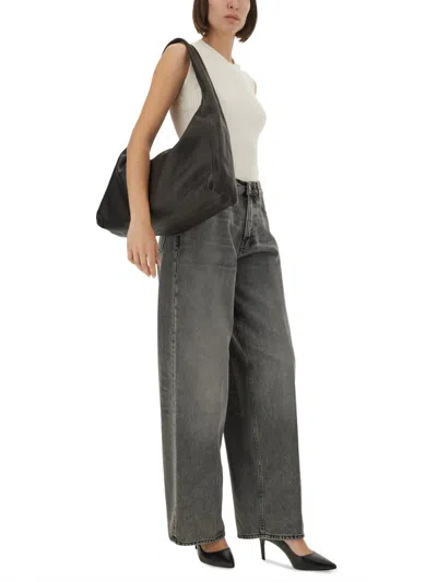 Haikure 'korea' Grey Jeans With Faded Effect And Logo Patch On The Back In Gray