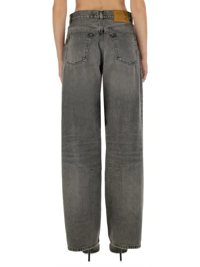 Haikure 'korea' Grey Jeans With Faded Effect And Logo Patch On The Back In Gray