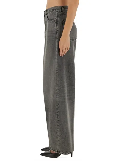 Haikure 'korea' Grey Jeans With Faded Effect And Logo Patch On The Back In Gray