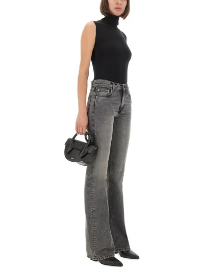 Haikure Straight Leg Trousers With Belt Loops In Gray
