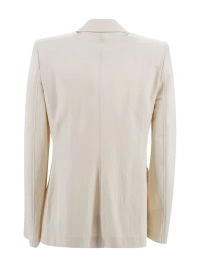 Harris Wharf London Structured Double-breasted Blazer With Notched Lapels In Neutral
