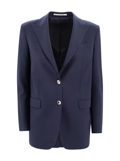 Tagliatore Tailored Single-breasted Blazer Notch Lapel In Blue