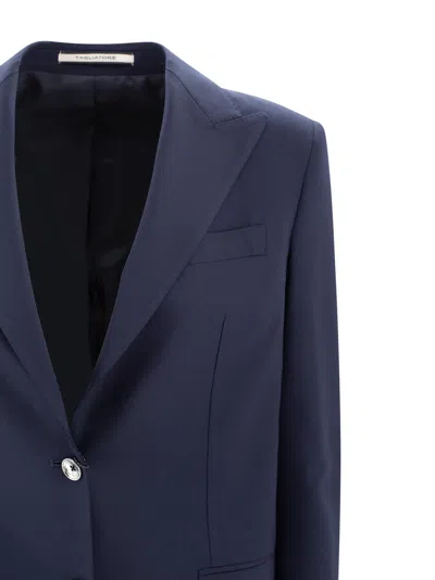 Tagliatore Tailored Single-breasted Blazer Notch Lapel In Blue