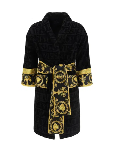 Versace Bathrobe In Black