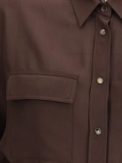 Brunello Cucinelli Embellished Collar Shirt In Brown