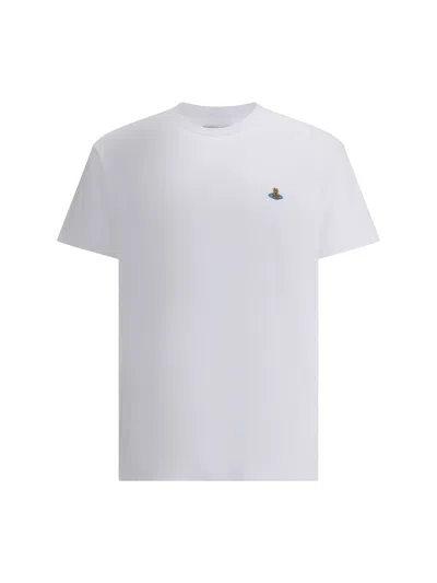 Vivienne Westwood White Crewneck T-shirt With Orb Logo Detail On The Front In Cotton Woman In White