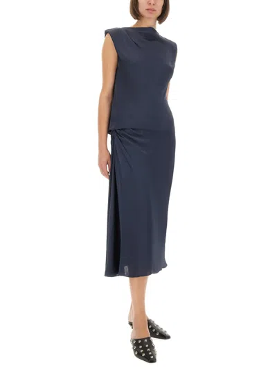 Theory Draped Midi Skirt In Blue