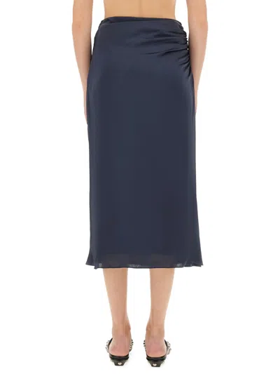 Theory Draped Midi Skirt In Blue