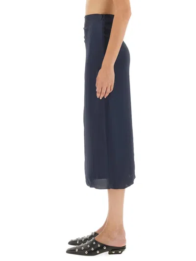 Theory Draped Midi Skirt In Blue