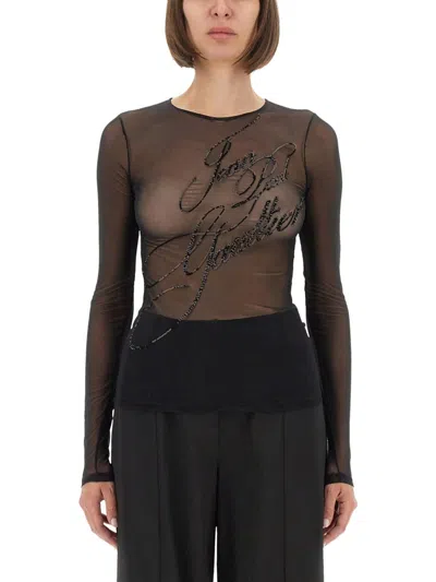 Jean Paul Gaultier Top The Sequin In Tulle Nero Donna