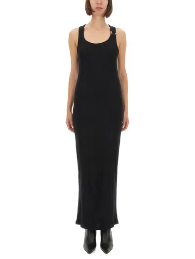 Jean Paul Gaultier Womens Black Ribbed Scoop-neck Cotton-jersey Midi Dress In Black