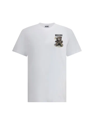Moschino Teddy Logo Print Crewneck T-shirt In White