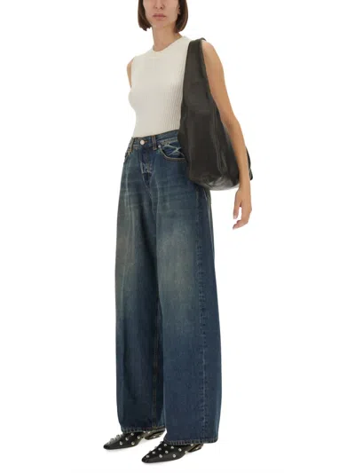 Haikure 'bethany' Blue Jeans With Logo Patch On The Rear In Blue