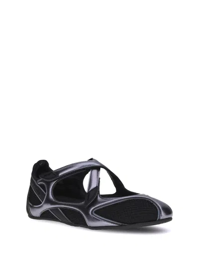Attico Floor 01 Mesh And Leather Ballerinas Flat In Black