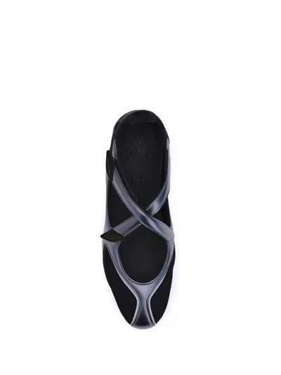 Attico Floor 01 Mesh And Leather Ballerinas Flat In Black