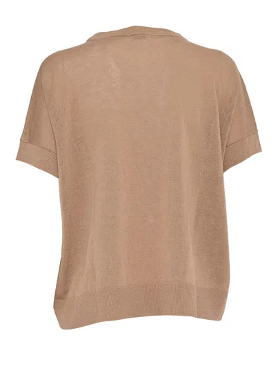 Peserico Relaxed Fit Knitted Sweater With Textured Patch Pocket In Brown