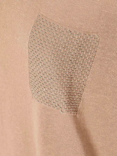 Peserico Relaxed Fit Knitted Sweater With Textured Patch Pocket In Brown