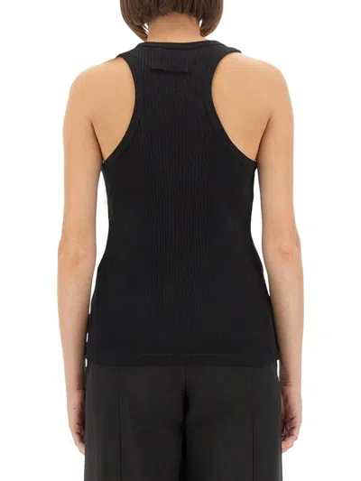 Jean Paul Gaultier Tank Top With Gold-tone Hardware And Ribbed Texture In Black