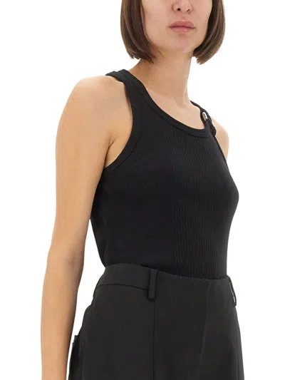 Jean Paul Gaultier Tank Top With Gold-tone Hardware And Ribbed Texture In Black