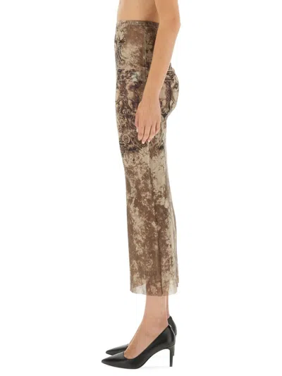 Jean Paul Gaultier Sheer Overlay Sleeveless Midi Skirt In Brown