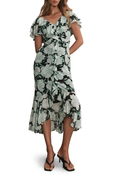 Mint Velvet Floral Print Ruffle Maxi Dress In Pattern