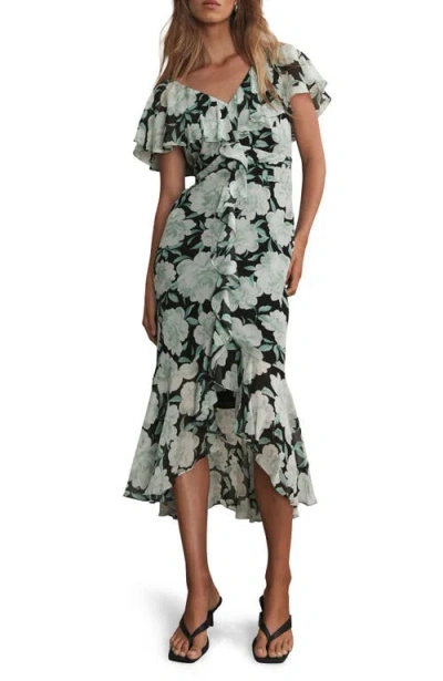 Mint Velvet Floral Print Ruffle Maxi Dress In Pattern