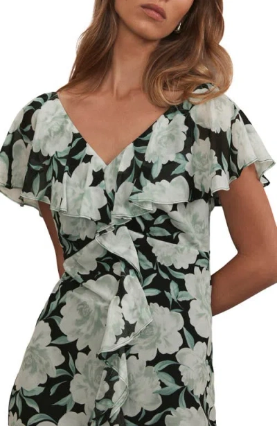 Mint Velvet Floral Print Ruffle Maxi Dress In Pattern