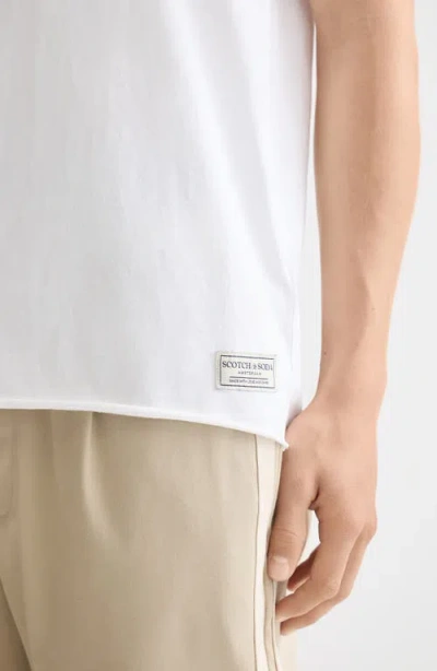 Scotch & Soda Raw Edge Cotton T-shirt In White