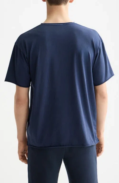 Scotch & Soda Raw Edge Cotton T-shirt In Black
