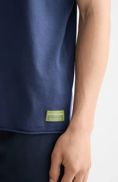 Scotch & Soda Raw Edge Cotton T-shirt In Black