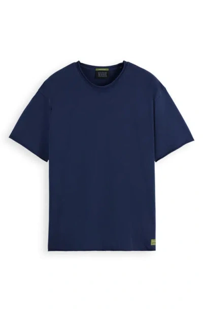 Scotch & Soda Raw Edge Cotton T-shirt In Black