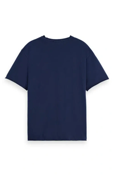 Scotch & Soda Raw Edge Cotton T-shirt In Black