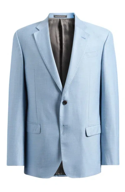 Emporio Armani Pale Blue Slub Sport Coat In Blue