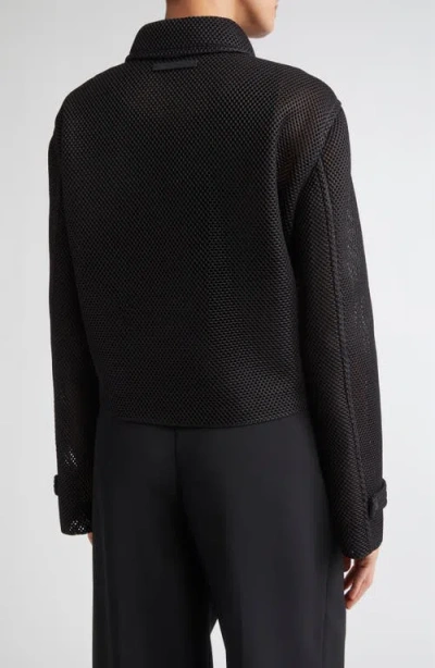Max Mara Boxy Jacket In Technical Mesh In Black