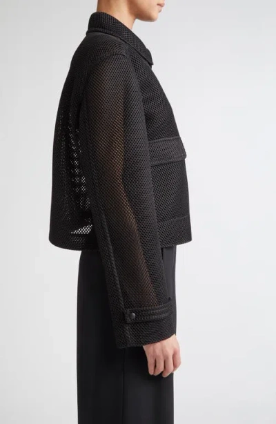 Max Mara Boxy Jacket In Technical Mesh In Black