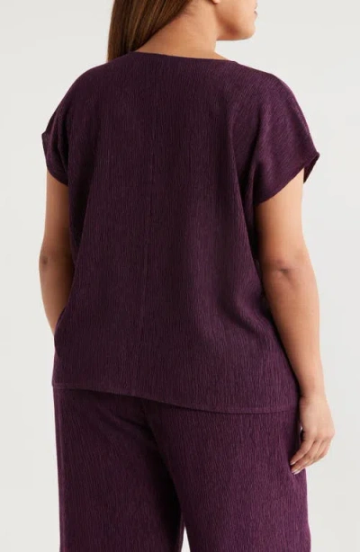 Eileen Fisher Crinkled V-neck Boxy Top In Purple