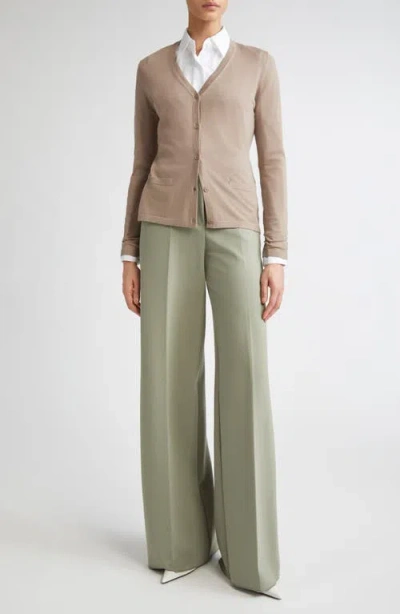 Max Mara Kenya Virgin Wool Cardigan In Neutral