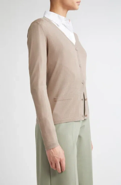 Max Mara Kenya Virgin Wool Cardigan In Neutral