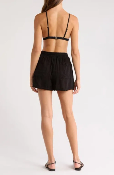Elan Tie Waist Cover-up Shorts In Black