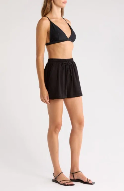 Elan Tie Waist Cover-up Shorts In Black