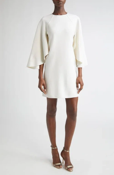 Michael Kors Cape-sleeve Stretch Wool Barathea Mini Dress In Neutral