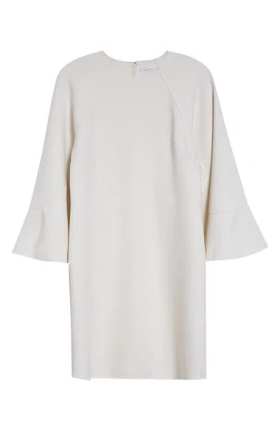 Michael Kors Cape-sleeve Stretch Wool Barathea Mini Dress In Neutral