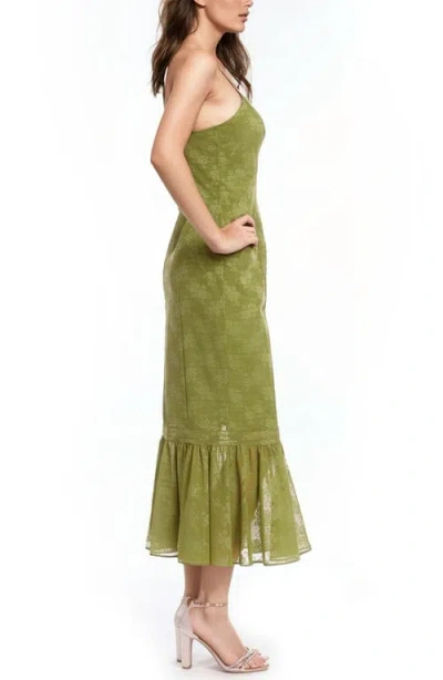 Jewel Badgley Mischka Floral Ruffle Hem Pencil Dress In Green