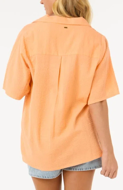 Rip Curl Cala Cadella Textured Seersucker Camp Shirt In Orange