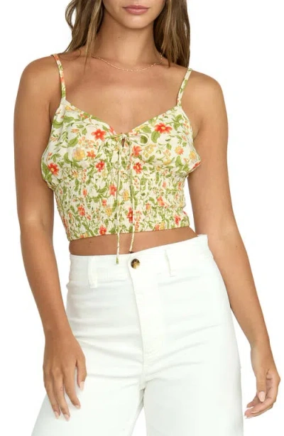 Billabong Babe Floral Smocked Crop Camisole In Multi