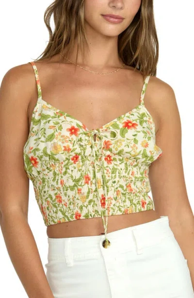 Billabong Babe Floral Smocked Crop Camisole In Multi