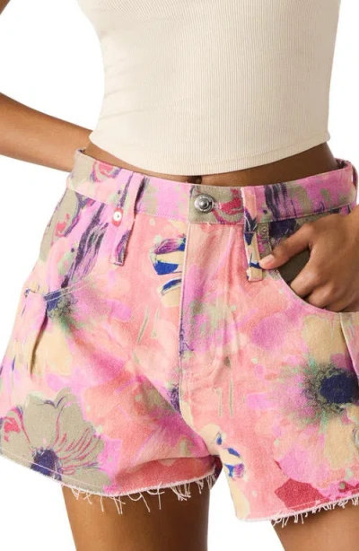 Steve Madden Damiani Floral High Waist Denim Shorts In Multi
