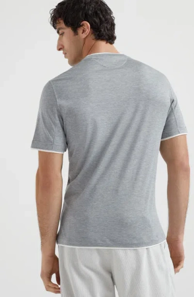 Brunello Cucinelli T-shirt With Faux-layering In Gray