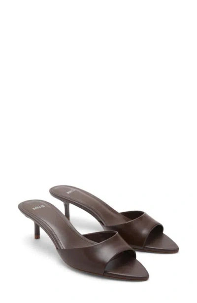 Mango Leather Open Back Heeled Sandals In Brown