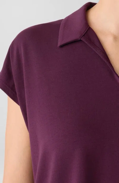 Eileen Fisher Boxy Johnny Collar Jersey Top In Purple